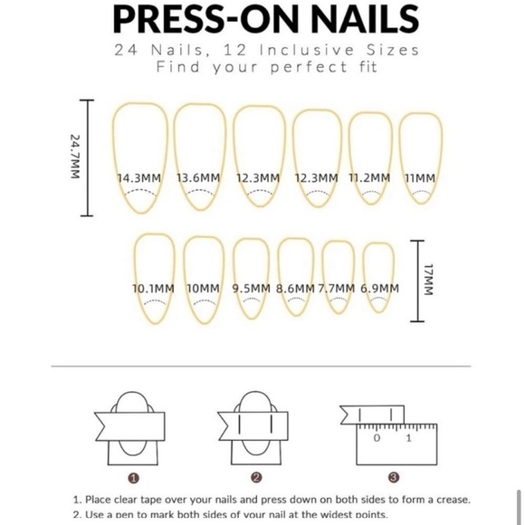 24 pcs Almond French Acrylic Press On Nail Set Reusable Blue French 💙✨ - Picture 6 of 7